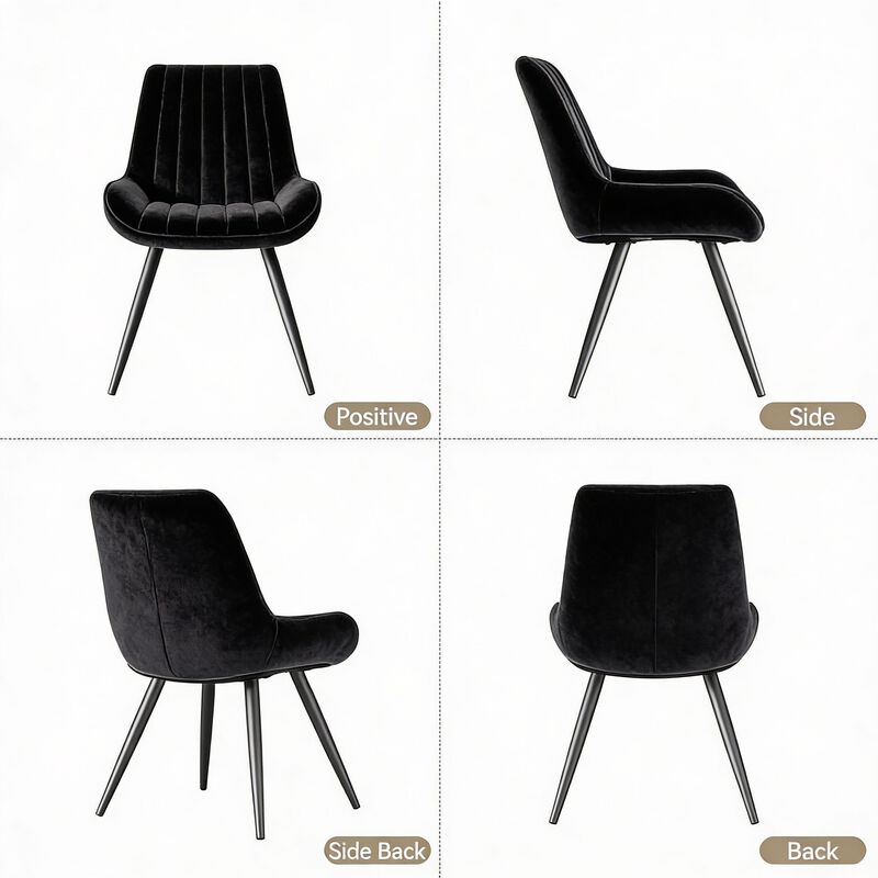 Modern Ribbed Fabric Upholstered Dining Chair Set of 4 image number 3