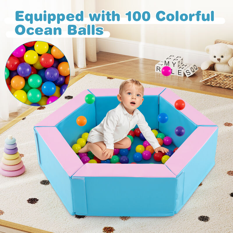 3-Piece Baby Climb and Crawl Foam Play Set with 100 Ocean Balls-Blue image number 5
