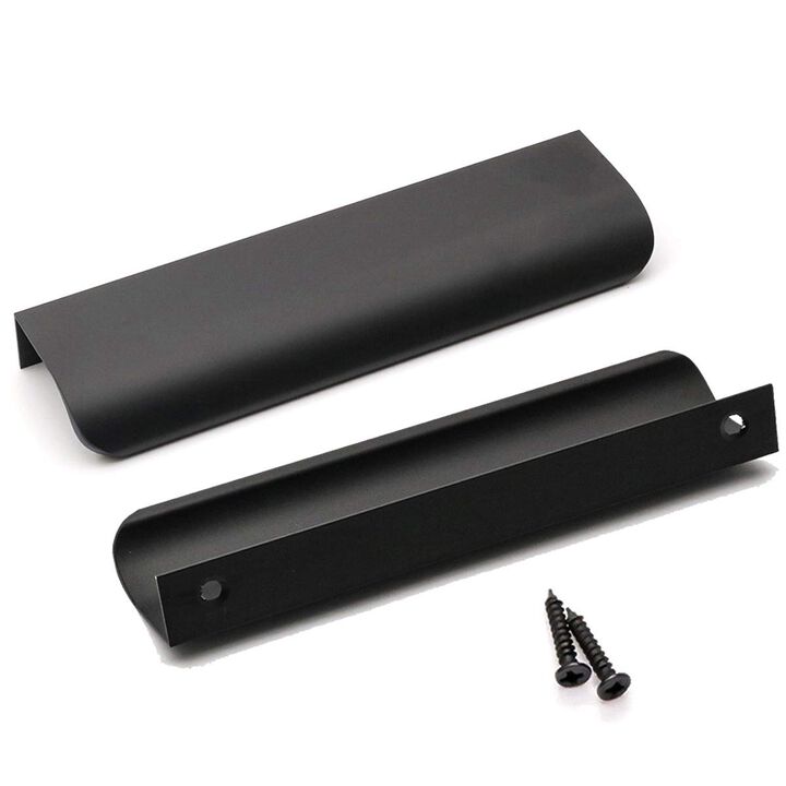 goldenwarm Black Finger Edge Pulls for cabinets Matte Black Cabinet Finger Pulls for Sliding Doors 5in Center to Center Finger E