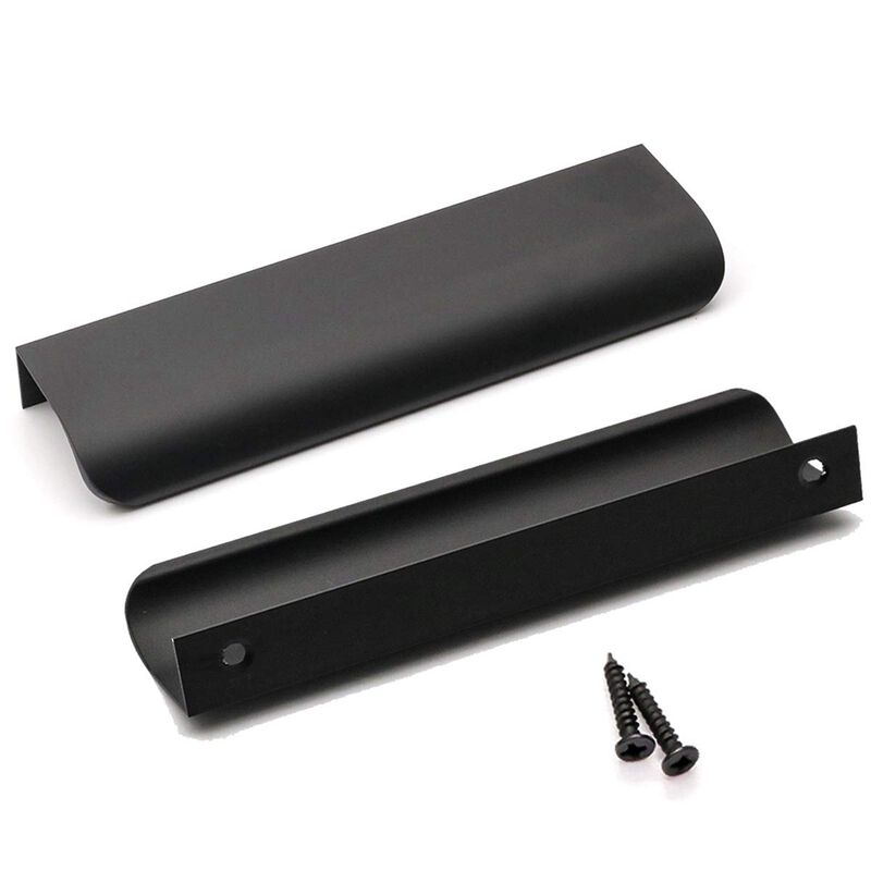 goldenwarm Black Finger Edge Pulls for cabinets Matte Black Cabinet Finger Pulls for Sliding Doors 5in Center to Center Finger E