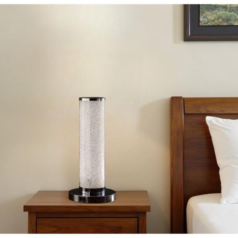 Hivvago 13&rdquo; Modern White Sand Crystal And Steel Table Lamp
