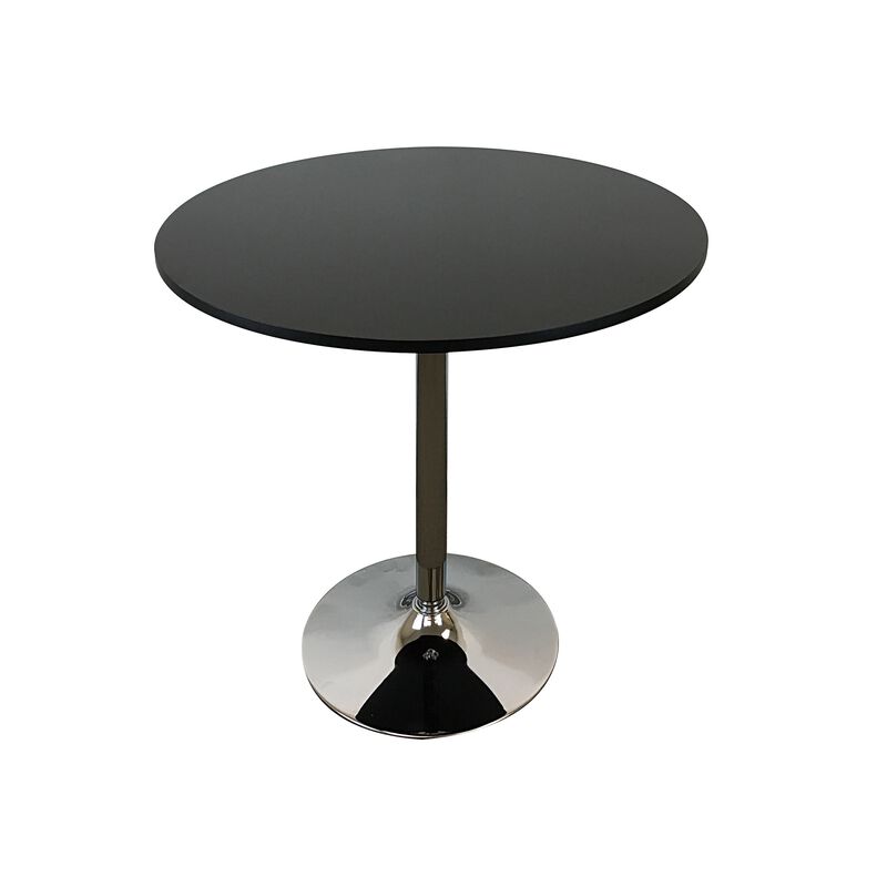 Mari 36 Inch Counter Height Table, Black Round Top and Stainless Steel Base