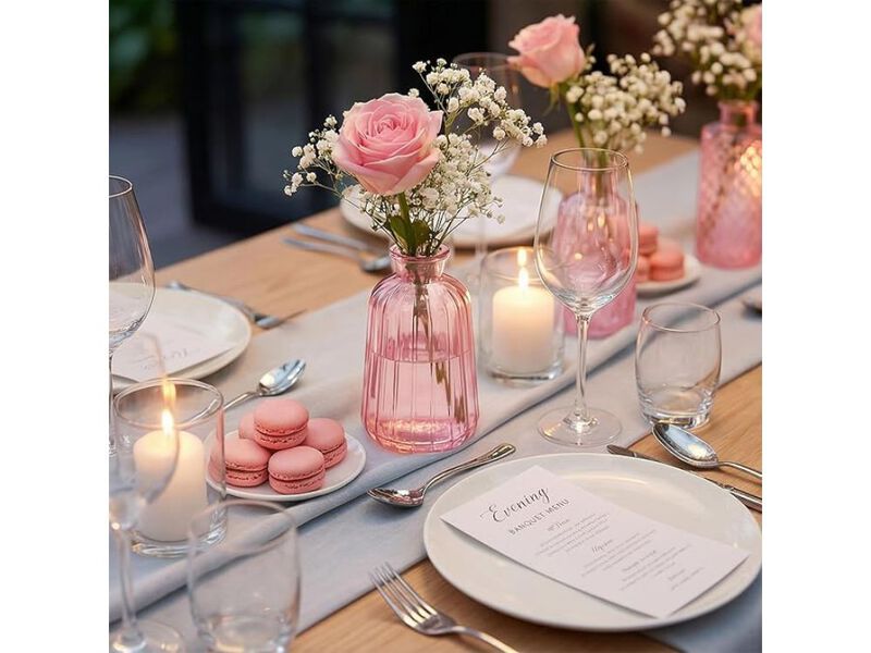 Set of 12 Pink Glass Bud Vases &ndash; Small Vintage Mini Bottles image number 1