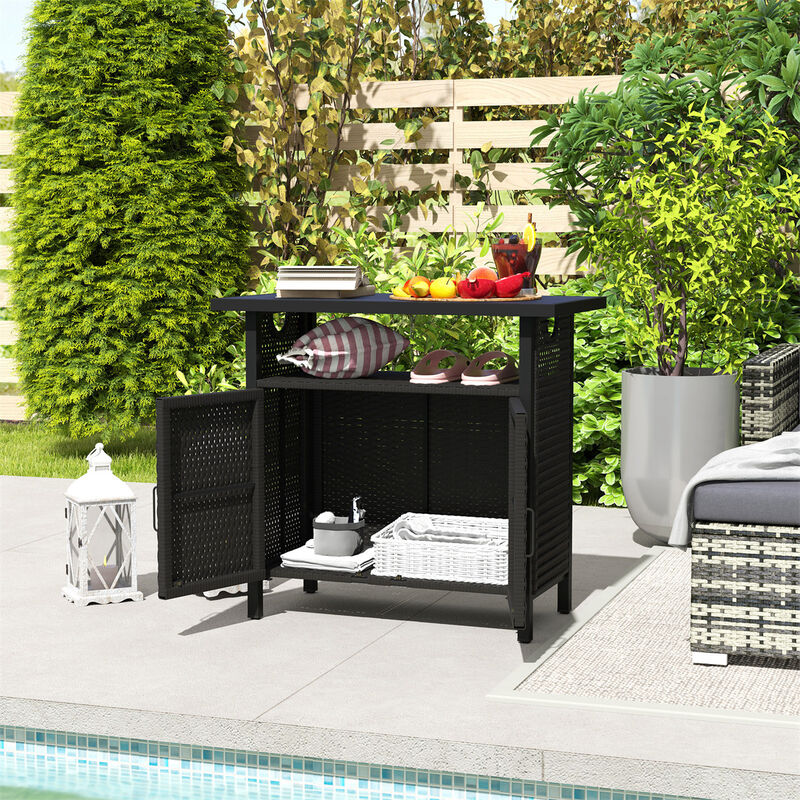 Rattan Storage Cabinet with Doors for Living Room, Bedroom, or Hallway image number 2