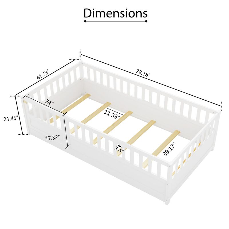 Zithun Wood Floor Toddler Bed Frame image number 9
