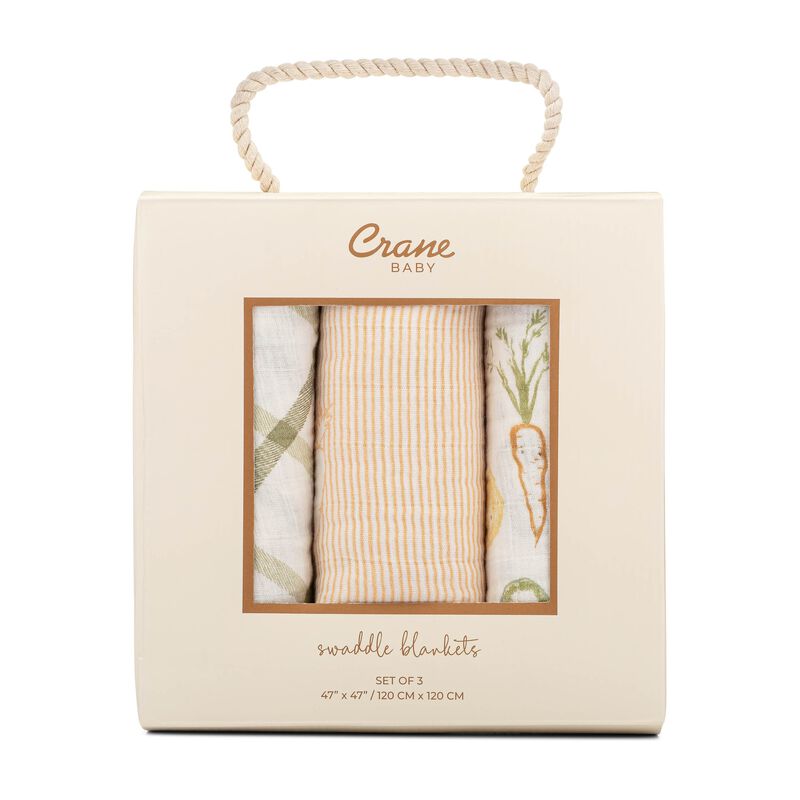 Clementine Cotton Muslin Swaddle Blanket Set (Veggies, Set of 3) image number 8