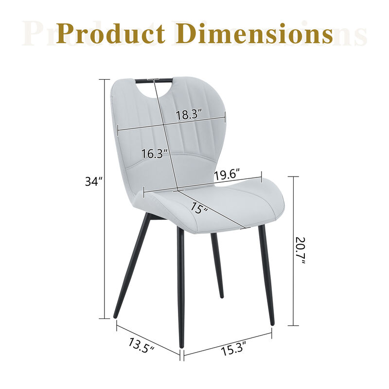 Whisen Set of 4 Upholstered Dining Chairs with Metal Handle, Fabric & Metal Frame, Ergonomic Accent Chairs for Dining Room, Living Room, Office image number 9