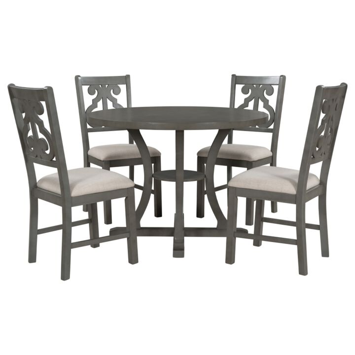 Krafti 5‑Piece Retro Round Dining Table Set