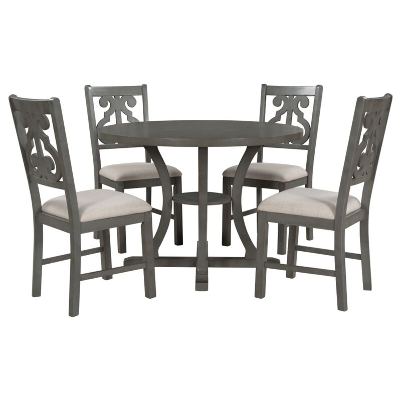 Krafti 5‑Piece Retro Round Dining Table Set image number 0