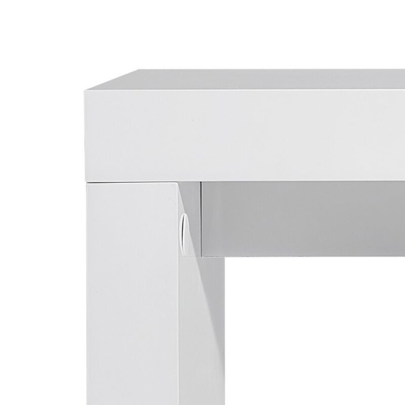 Libi 47 Inch Console Table, Minimalist Rectangular Top, Lacquered White image number 1