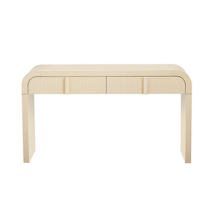 Whisen Unique Modern Rounded Silhouette and Smooth Surface Console Table with 2 Drawers - Apricot Cream