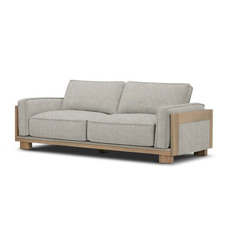 Denu Sofa, Light Brown Fabric Padded, Welt Trim Details, 93 Inch image number 2