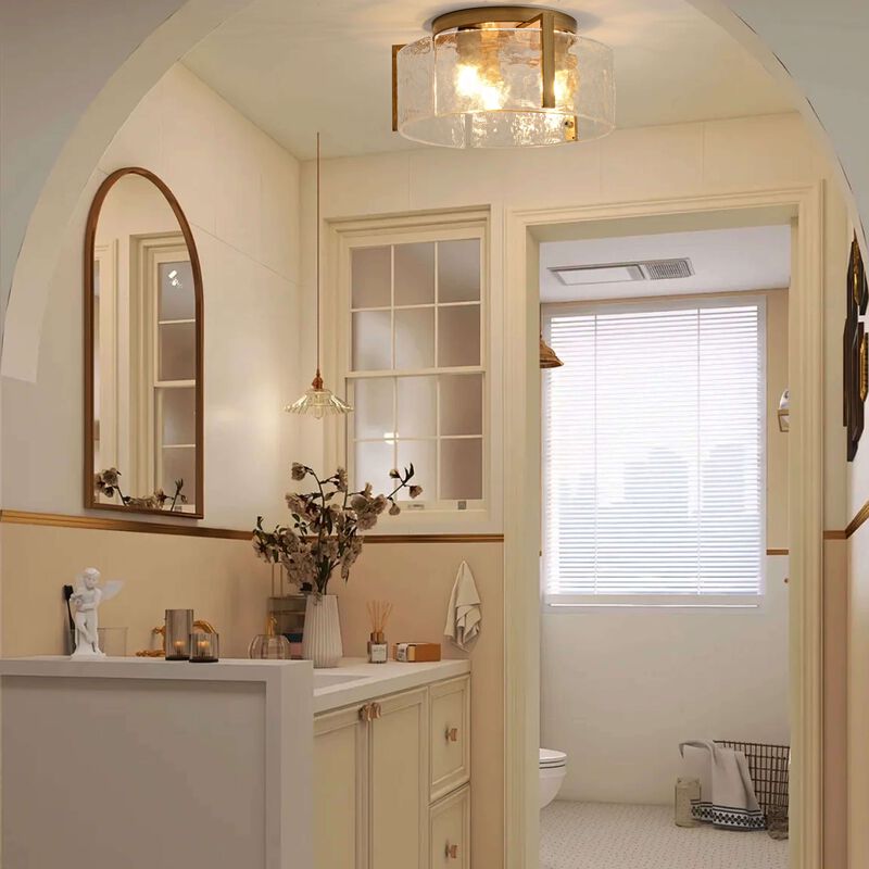 Emma Round 3-Light Textured Glass Panels Flush Mount image number 7