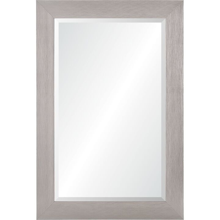 36" Silver and Clear Rectangular Beveled Framed Wall Mirror