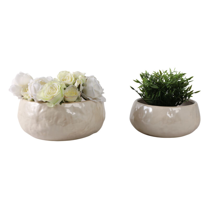 Bowl White Planters (Set of 2)