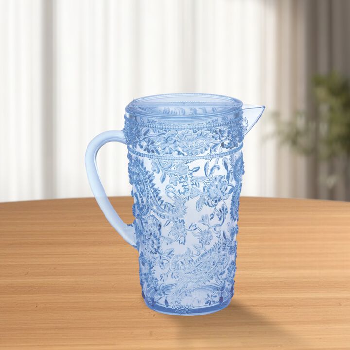 HomeRoots 2.5 Quart Blue Paisley Acrylic Pitcher