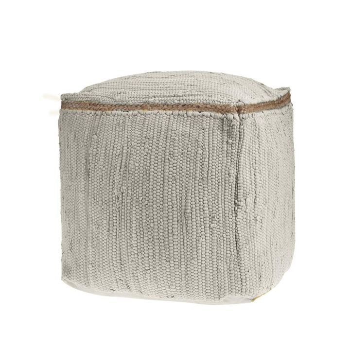 Hivvago 18 Inch Gray and Natural Cotton And Jute Cube Pouf Ottoman