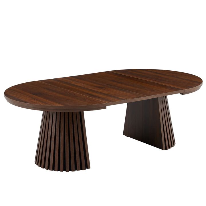 Extendable coffee table MDF oval coffee table with slatted legs Space saving coffee table for living room and home office