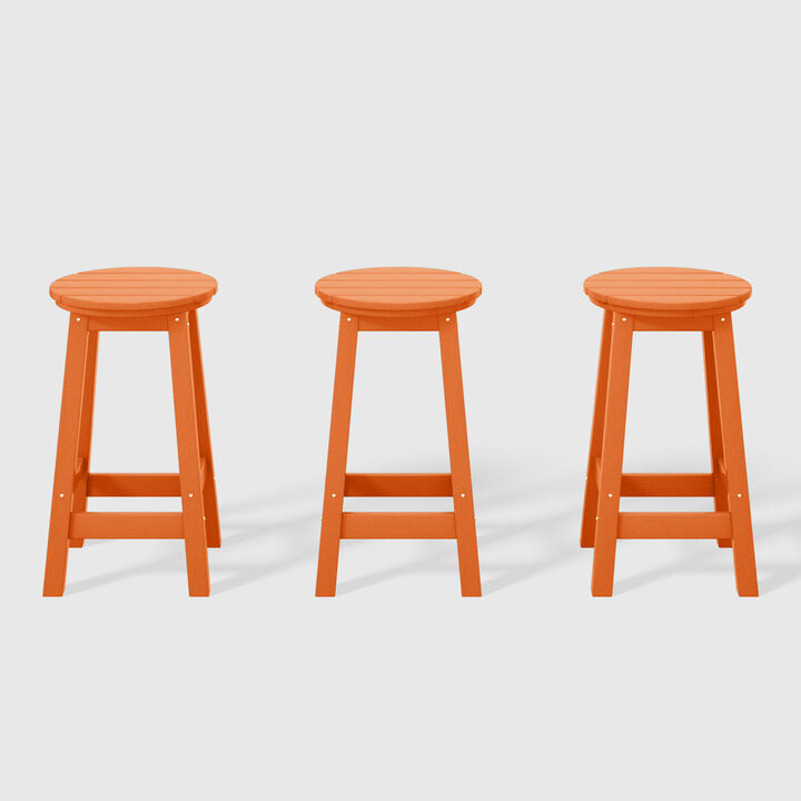 WestinTrends 24" HDPE Outdoor Patio Round Counter Height Bar Stool Set of 3