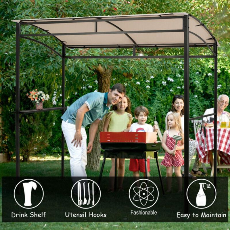 Hivvago 7 x 4.5 Feet Grill Gazebo Outdoor Patio Garden BBQ Canopy Shelter
