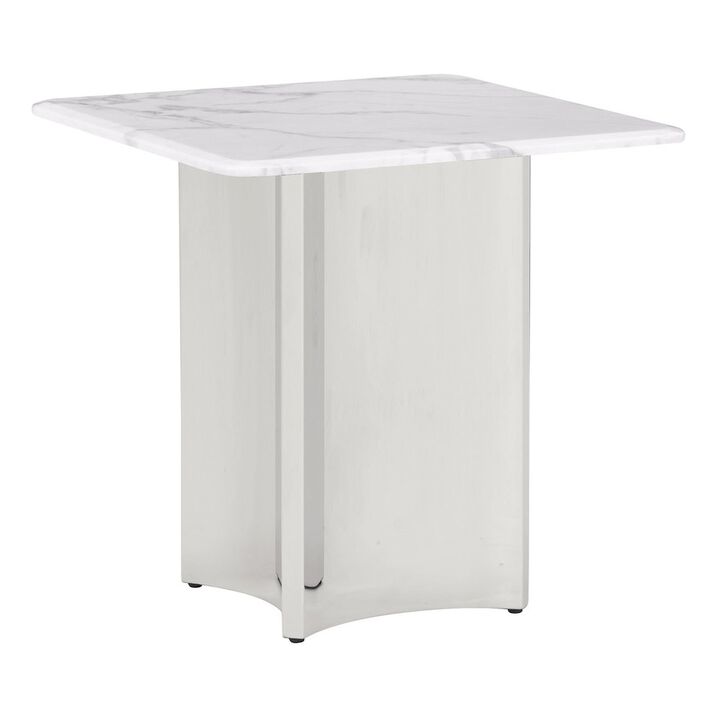 Best Quality Furniture Square White Marble End Table with Base