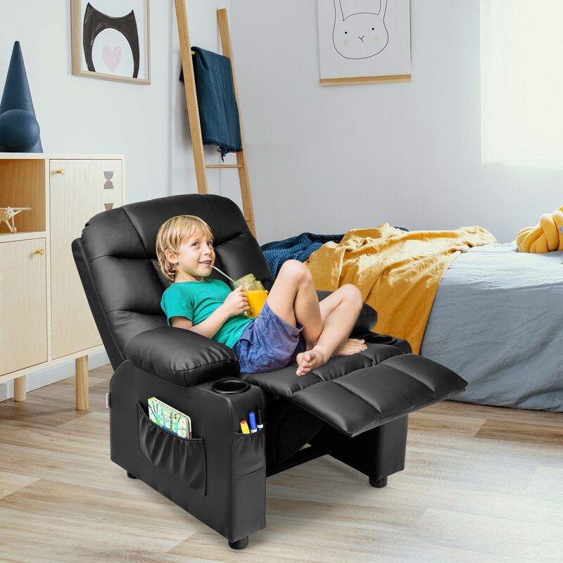 Kids Recliner Chair with Cup Holder and Footrest for Children