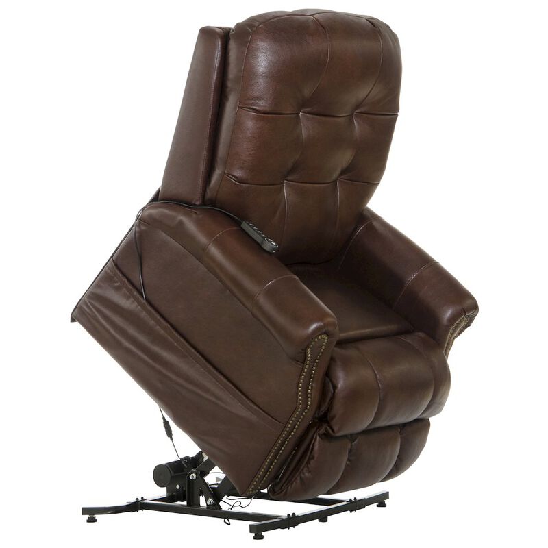 Catnapper Madison Italian Leather Power Lift Lay Flat Recliner with Heat & Massage