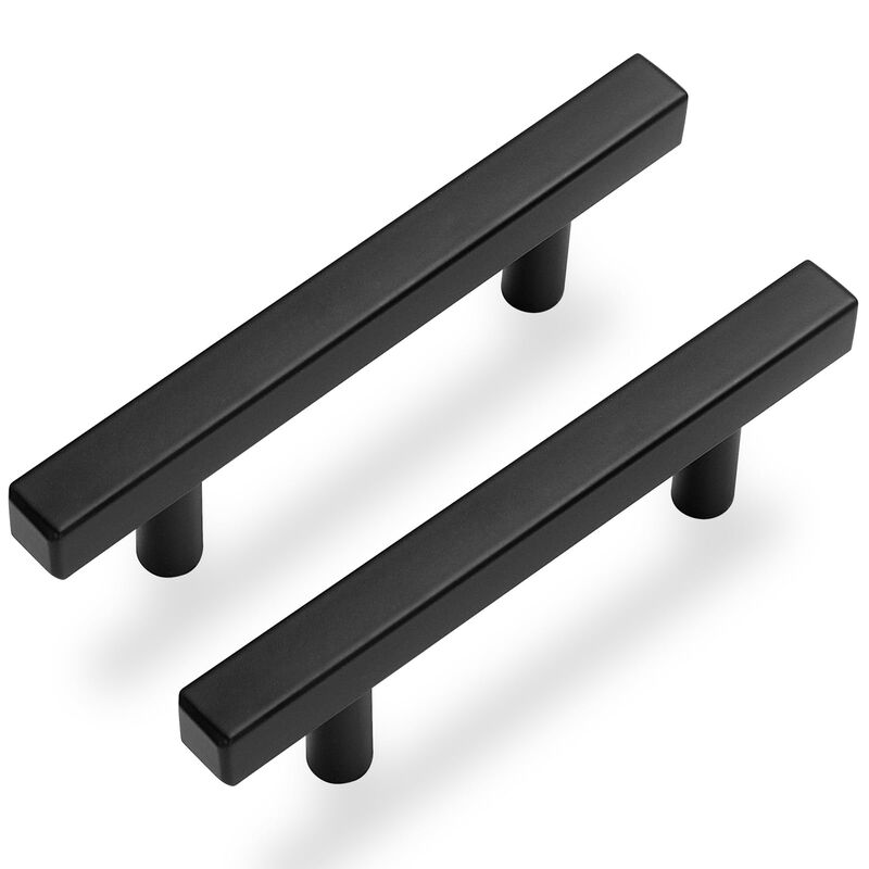 Estmoon 30 Pack 3 Inch Cabinet Handles Matte Black Cabinet Pulls Stainless Steel Drawer Pulls Square Handles for Cabinets Dresse