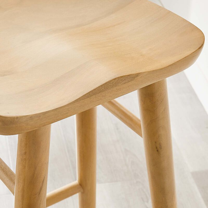 Modway EEI-6740-OAK Saville Backless Wood Bar Stools - Set of 2, Oak image number 9