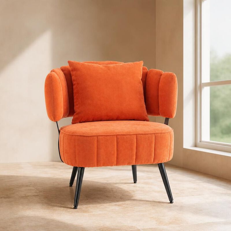 GOODSILO Compact tub accent armchair with pocket coil support, soft chenille upholstery, ideal for small spaces and reading nooks image number 2