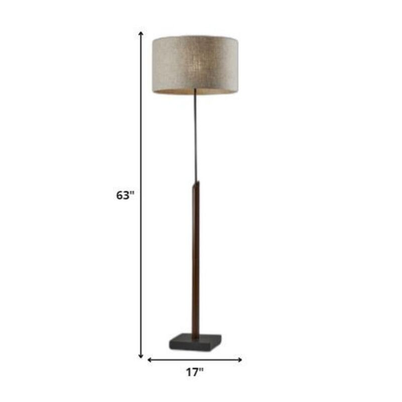 Hivvago 63" Beige And Black Floor Lamp With Beige Fabric Drum Shade