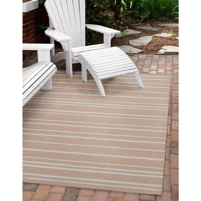 Linon Outdoor Washable Weston Tan & Ivory, Rug image number 1