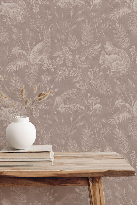 Woodland Mahogany Toile Wallpaper