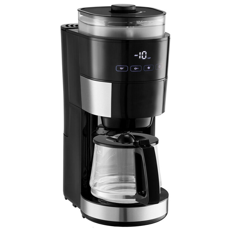 Coffee Maker with Built-In Grinder, 10 Cup Brew Machine with Adjustable Strength Settings-Black image number 6
