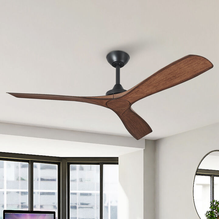 52" Modern 3-Blade Ceiling Fan Without Light, 6-Speed Reversible DC Motor, Remote Control