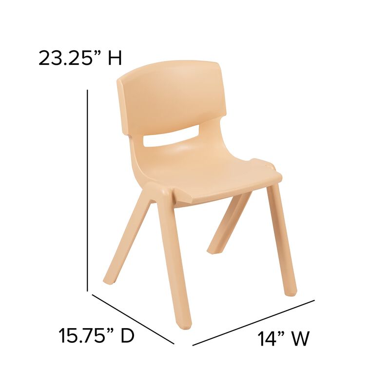 Flash Furniture 4 Pack Natural Plastic Stackable School Chair with 13.25" Seat Height