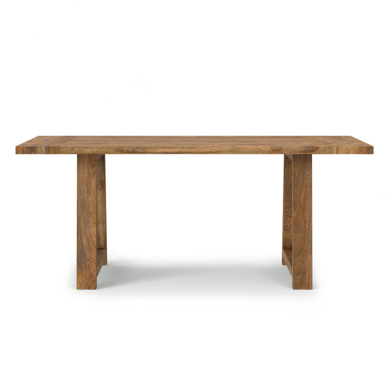 Whitley 72 inch Wide Solid Mango Farmhouse Dining Table in Burnt Wax