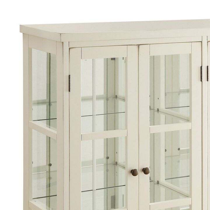 Transitional Style Wooden Accent Display Cabinet , White-Benzara