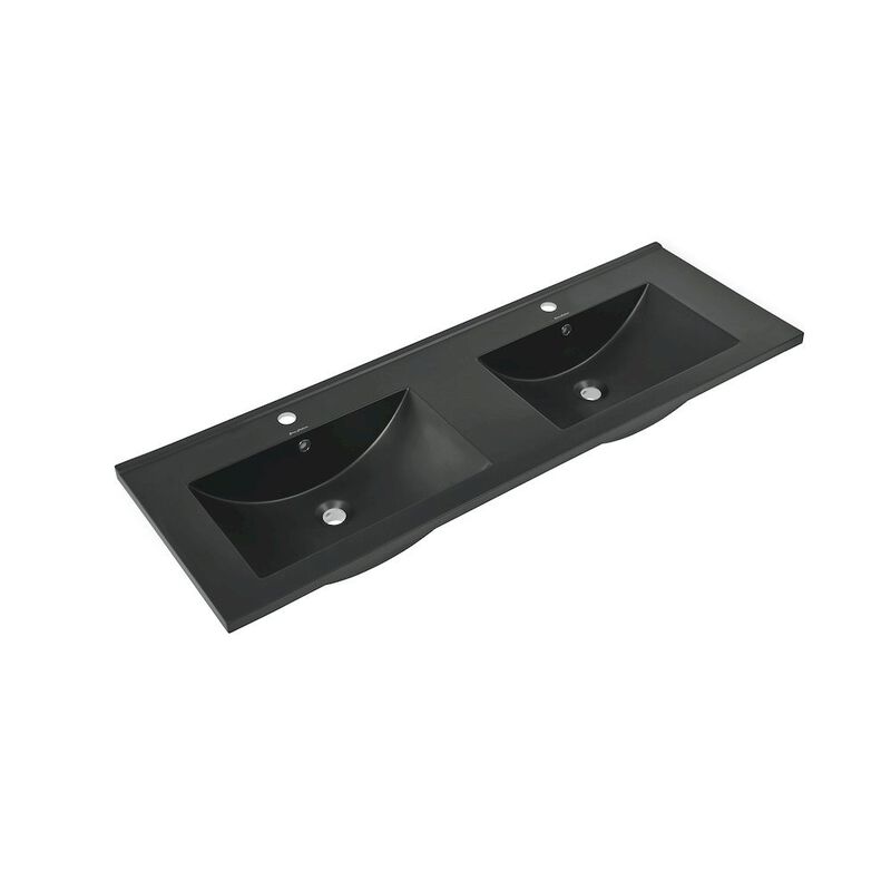 48" Double Basin Vanity Sink Top in Matte Black image number 6