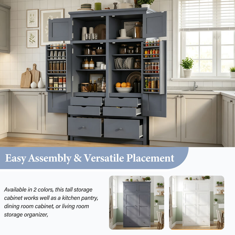 Merax Extra-Wide Storage Cabinet with 6 Drawers, Top Cabinets & Adjustable Shelves image number 5
