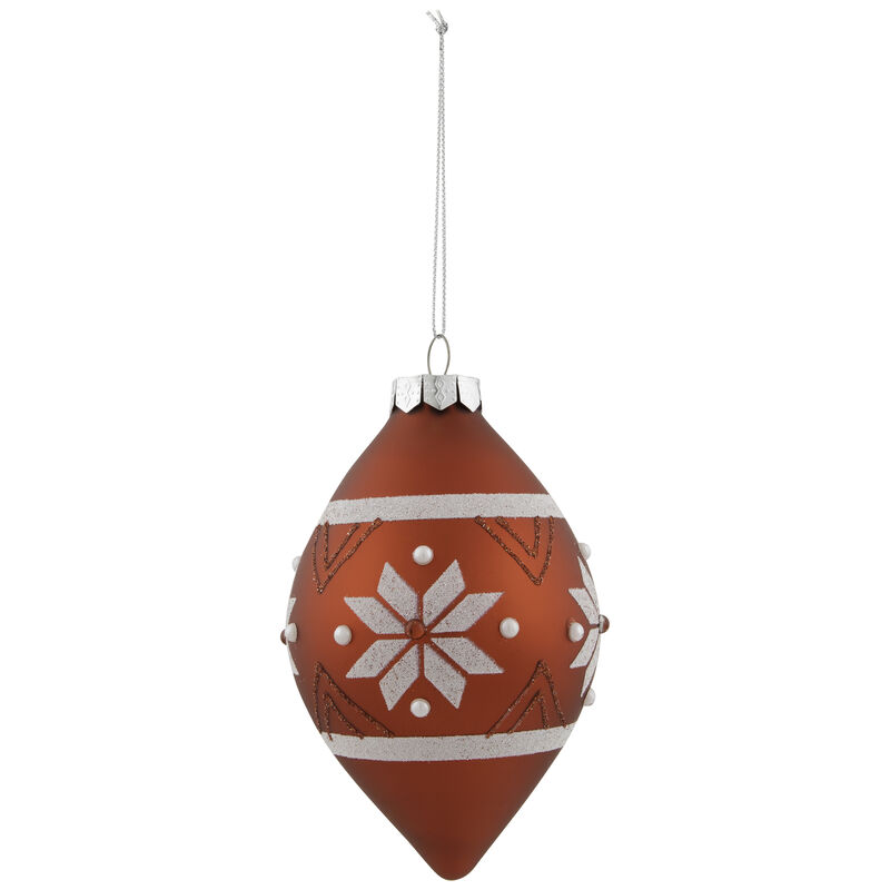 5.25" Glittered Red and White Snowflake Glass Finial Christmas Ornament image number 4