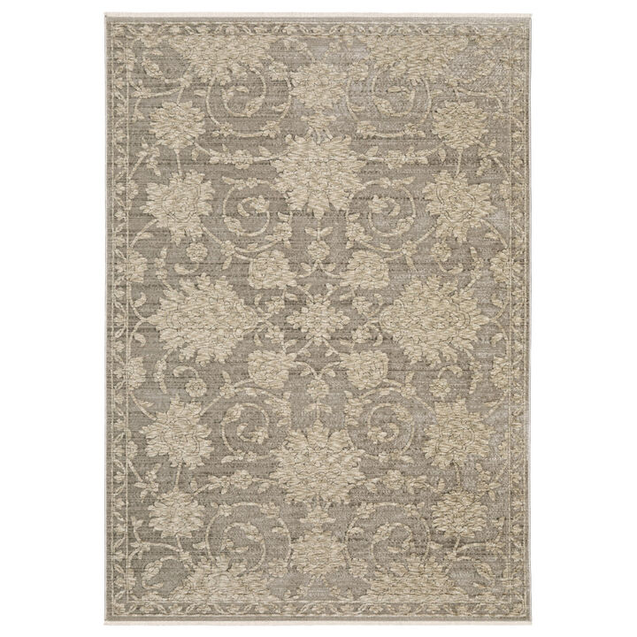 HomeRoots Floral Area Rug With Fringe
