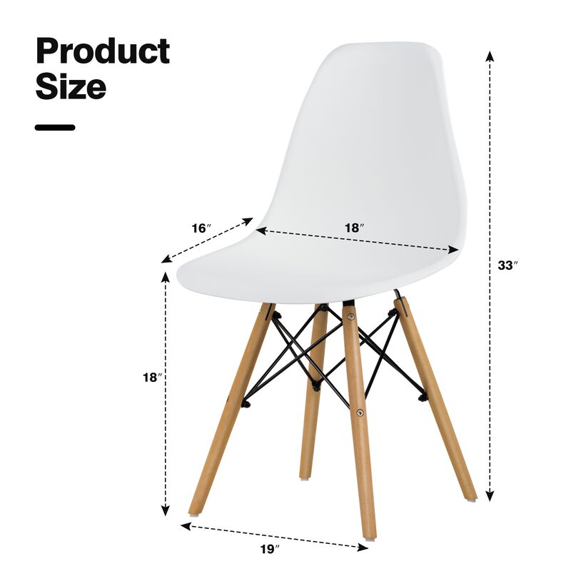 4 Pieces Modern Armless Dining Chair Set with Wood Legs