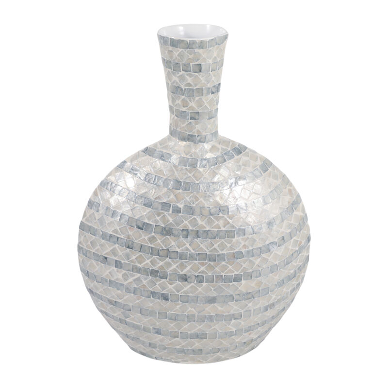 23x16" Capiz Gourd Vase, Blue image number 4