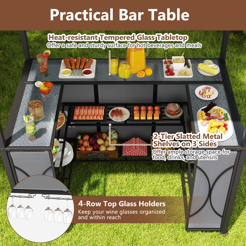Outdoor Grill Gazebo Set with Bar Table and 2 Stools &ndash; Perfect for BBQ Parties