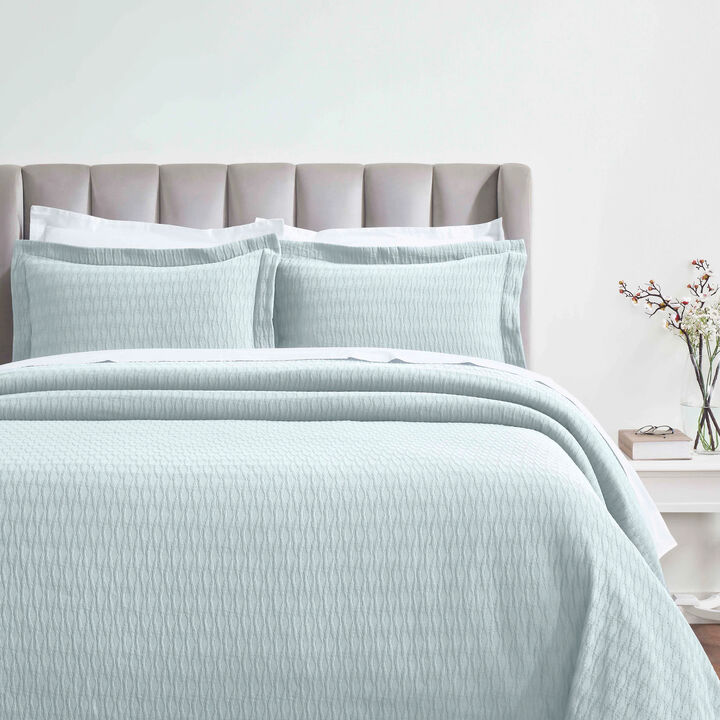 Lightweight Cotton Matelasse Bedspread Set with Diamond Pattern