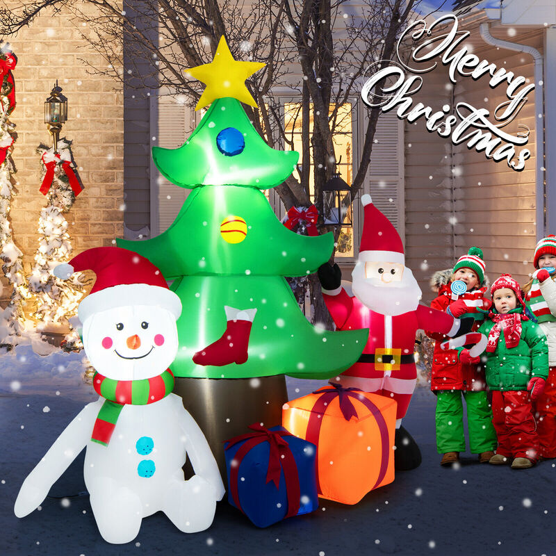 7.2 Feet Inflatable Lighted Christmas Decoration Tree with Santa Claus image number 1