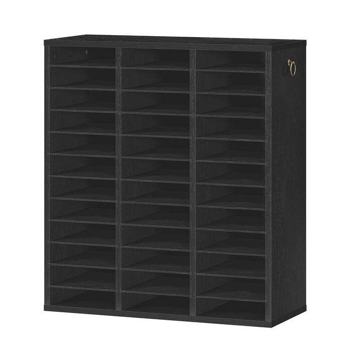 Wooden Mail Sorter Organizer with 36 Compartments and Adjustable Shelves