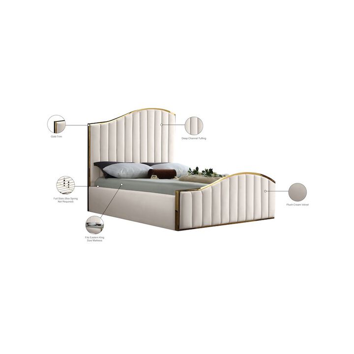 Meridian Furniture Jolie Cream Velvet King Bed