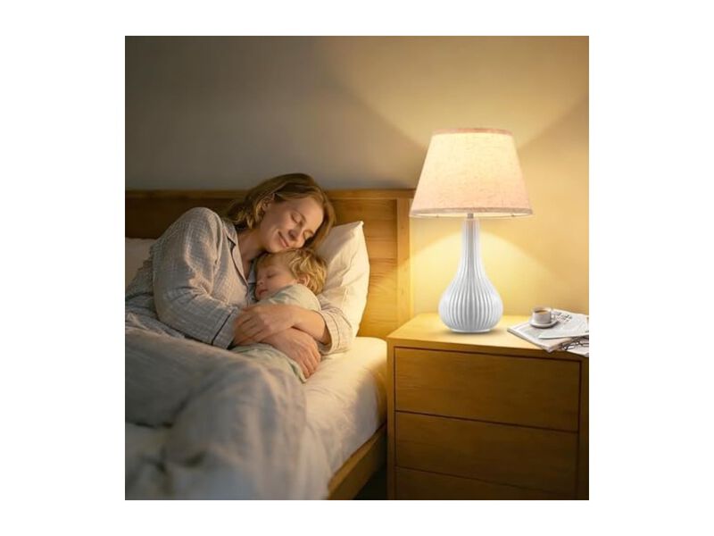 Modern Ceramic Desk Lamps Set Of 2 For Living Room Bedroom Nightstand White image number 3